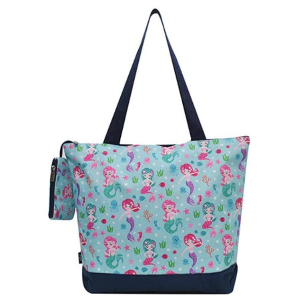 NGIL Mermaid & Shell Print Tote Bag‎ and Coin Purse NWT